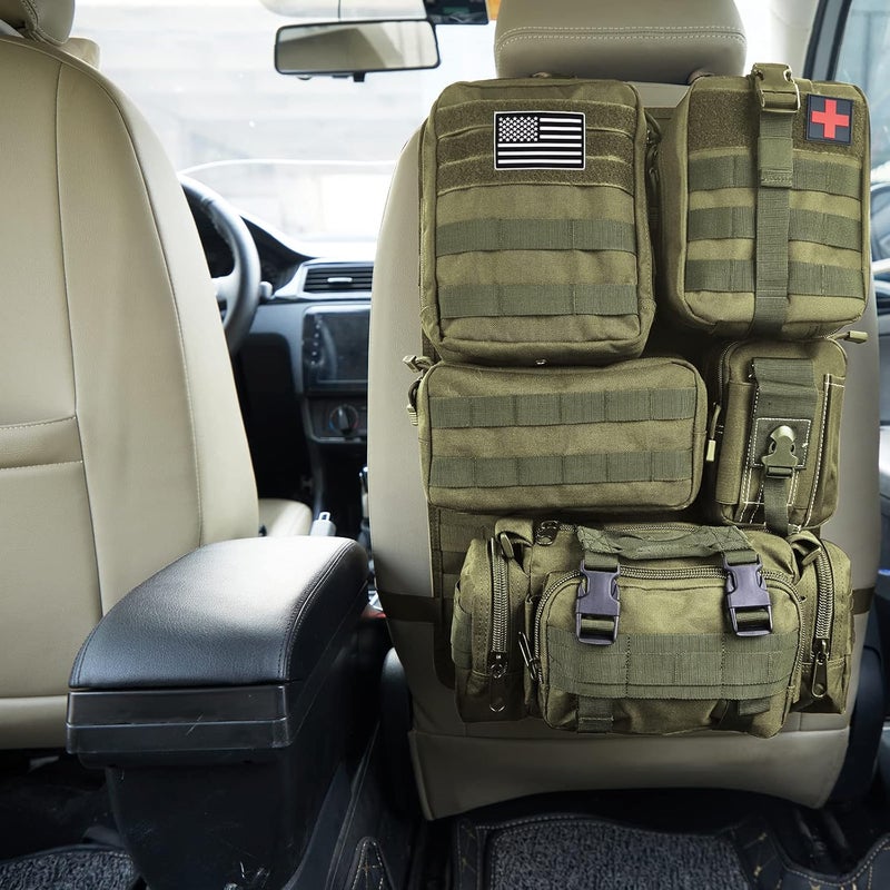 Jimikay Universal Tactical Seat ​Back Organizer Vehicle Molle Panel Organizer Storage Bag with 5 Detachable Molle Pouch for All Vehicel Such as Jeep,Truck,SUV, Car, Ford,Chevy etc - Image 5